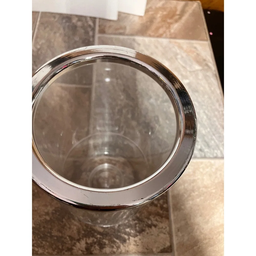 Vinicool Wine Chiller Double Walled Acrylic Clear Silver Rim Made in England GRB